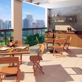 Perspectiva Ilustrada da Churrasqueira - Apartamento em Vila Mariana, São Paulo