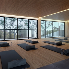 Perspectiva da Sala de Yoga - Apartamento em Vila Madalena, São Paulo
