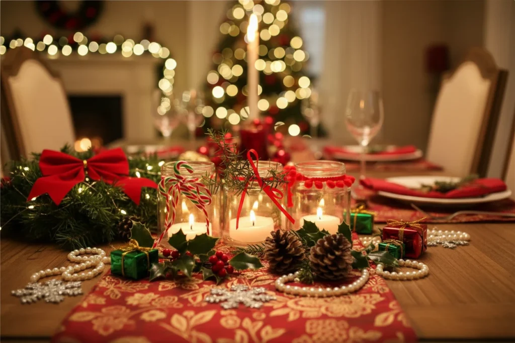 potes de vidro decorativos para o Natal