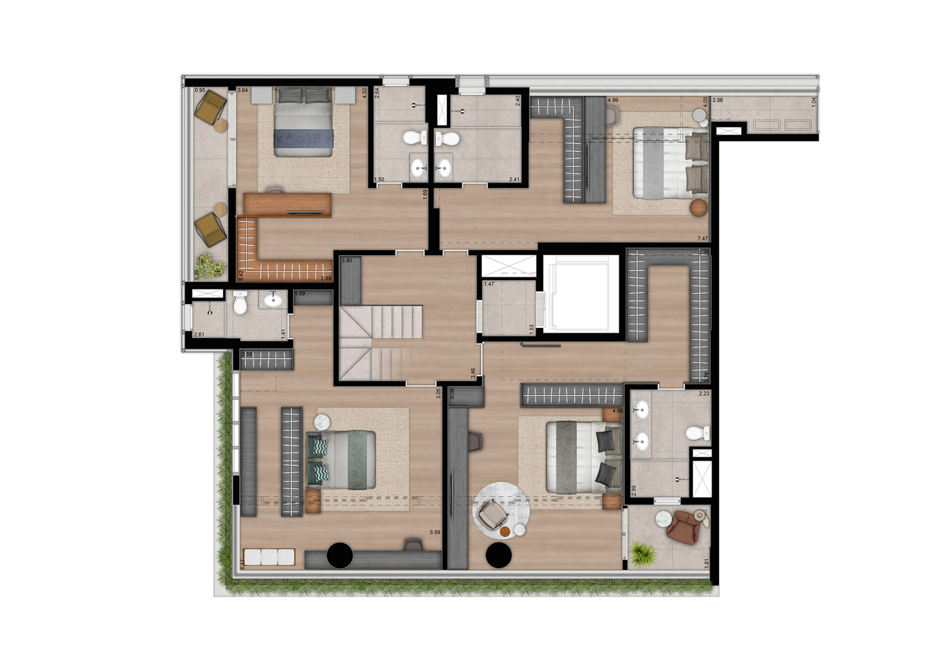 PLANTA COBERTURA DUPLEX 384M² - PAVIMENTO INFERIOR