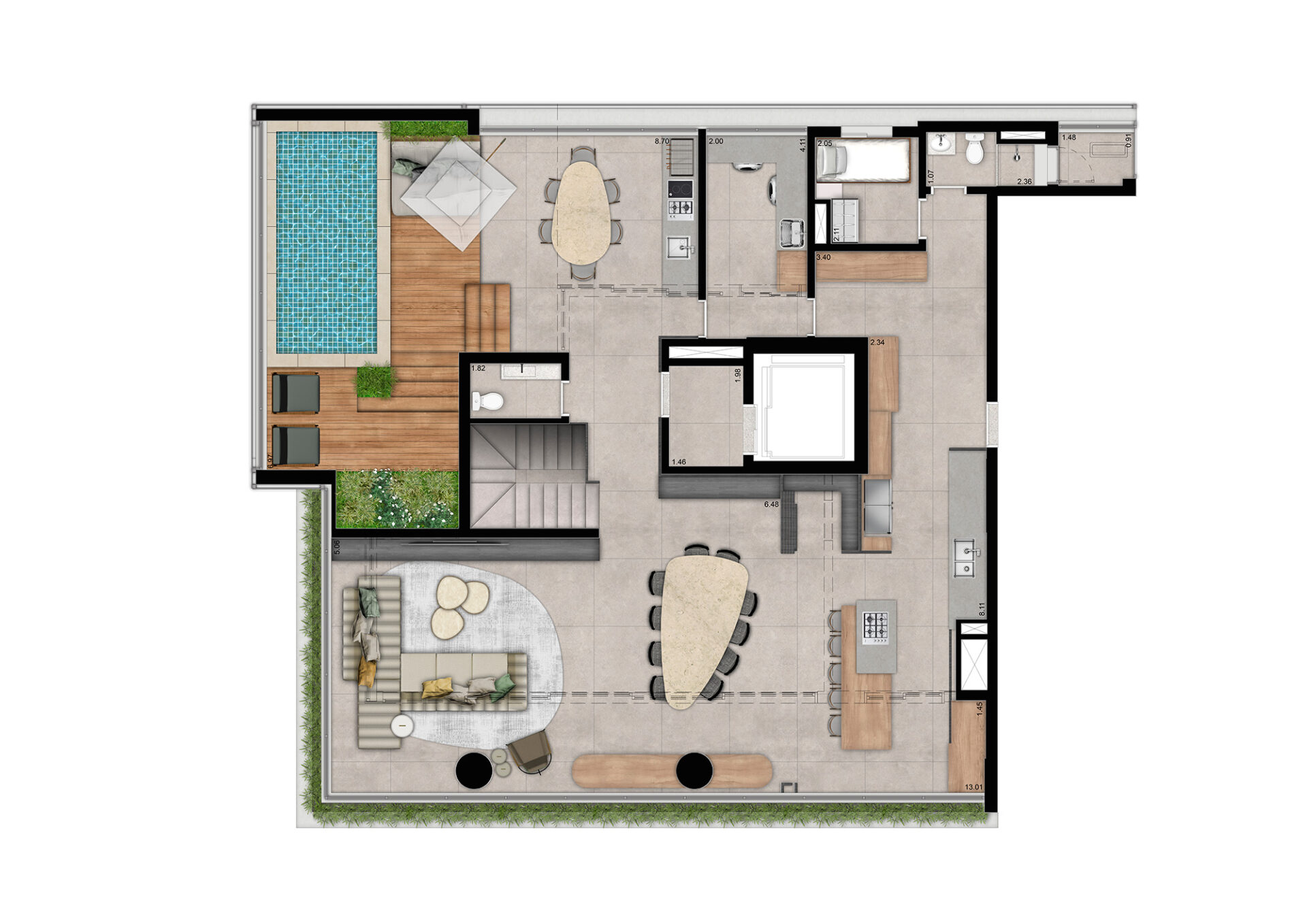 PLANTA COBERTURA DUPLEX 384M² - PAVIMENTO SUPERIOR