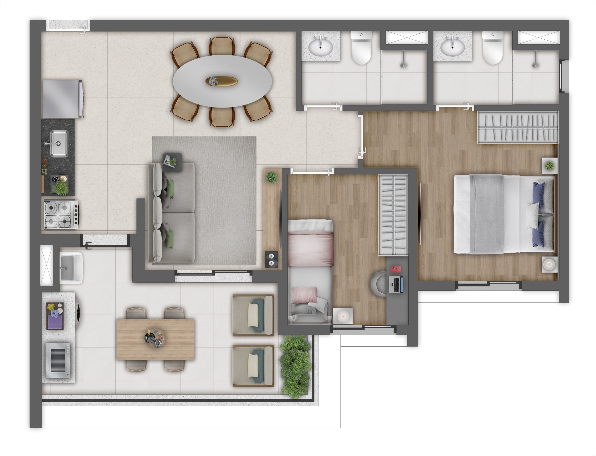 PLANTA 58m² TIPO F7