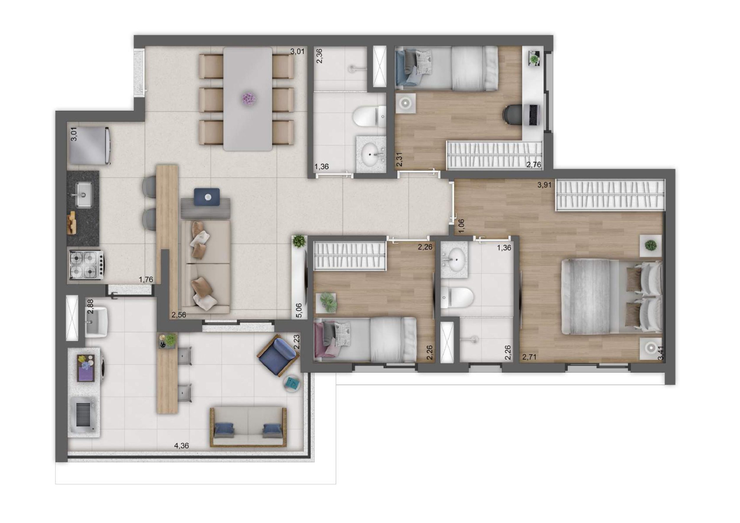 PLANTA 69m² TIPO F2