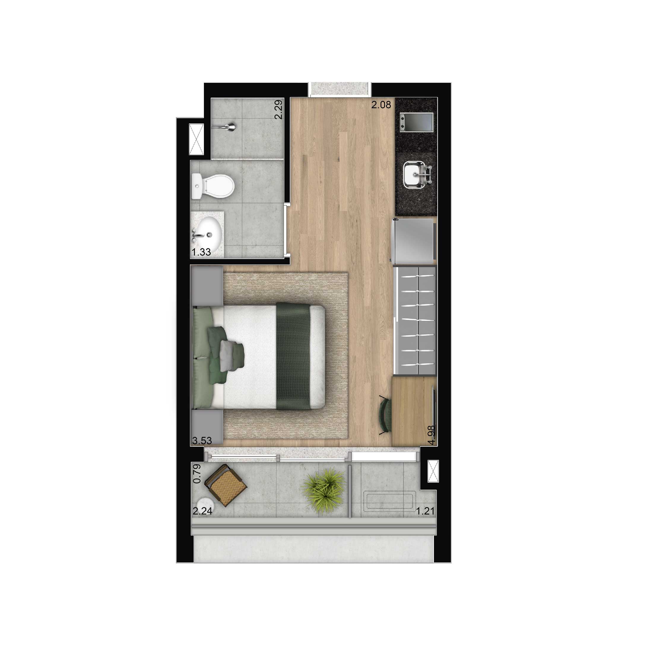 STUDIO 24M² - PÉ DIREITO 3,70M - FINAL 14C