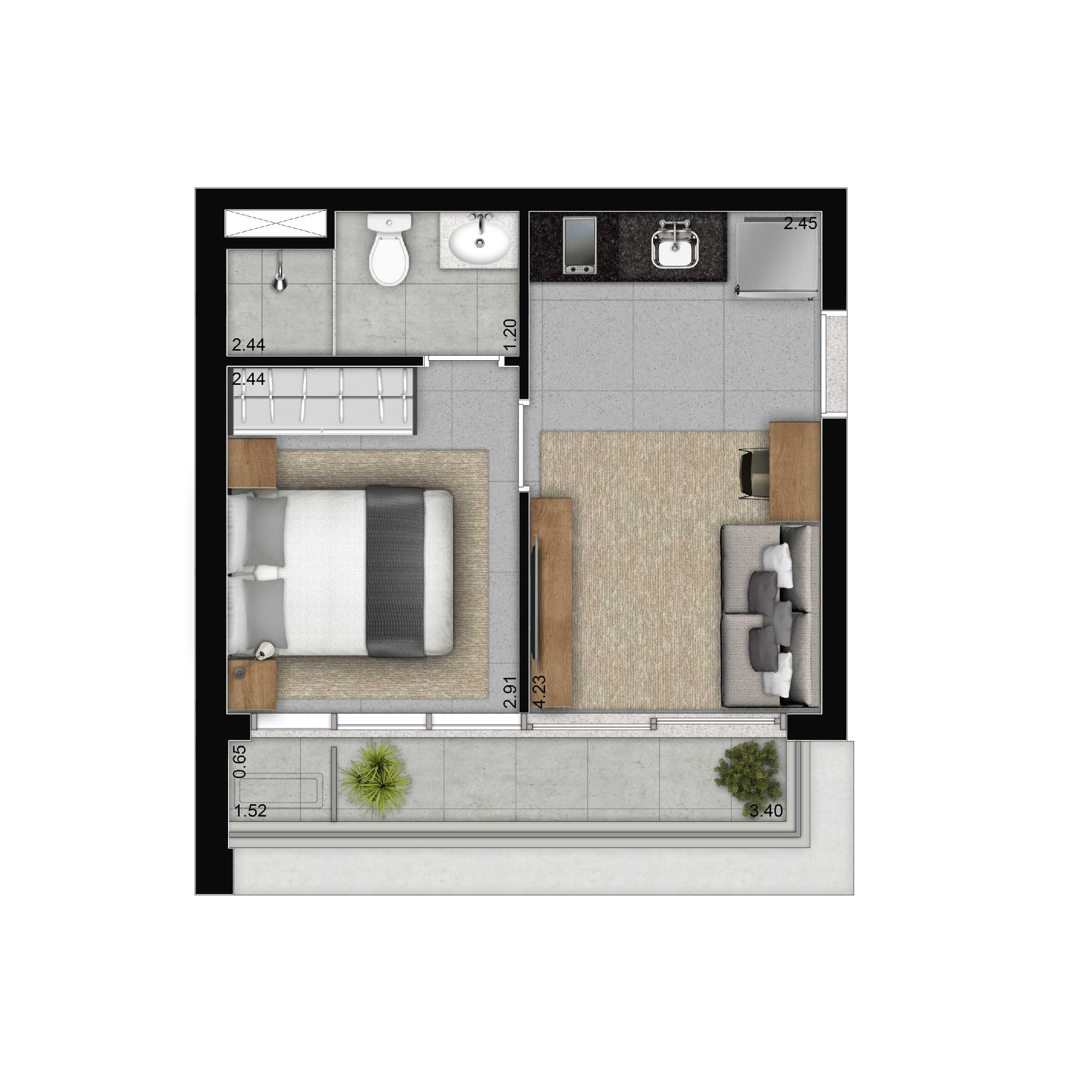 STUDIO 29M²- PÉ DIREITO 3,70M - FINAL 39C