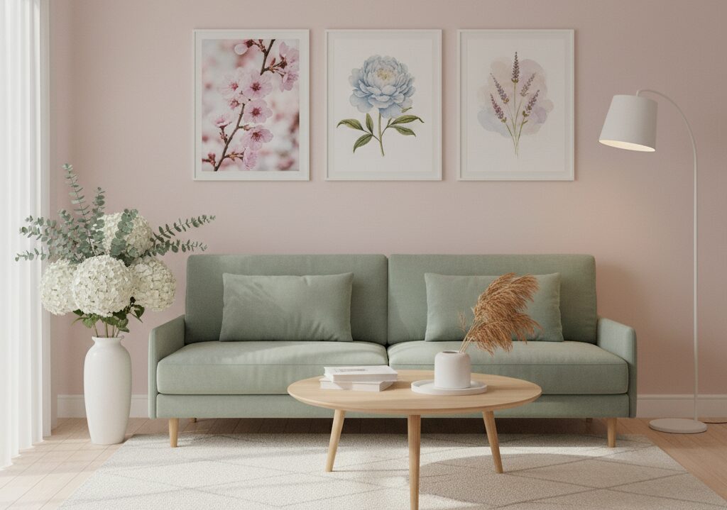 Sala decorada para a Primavera