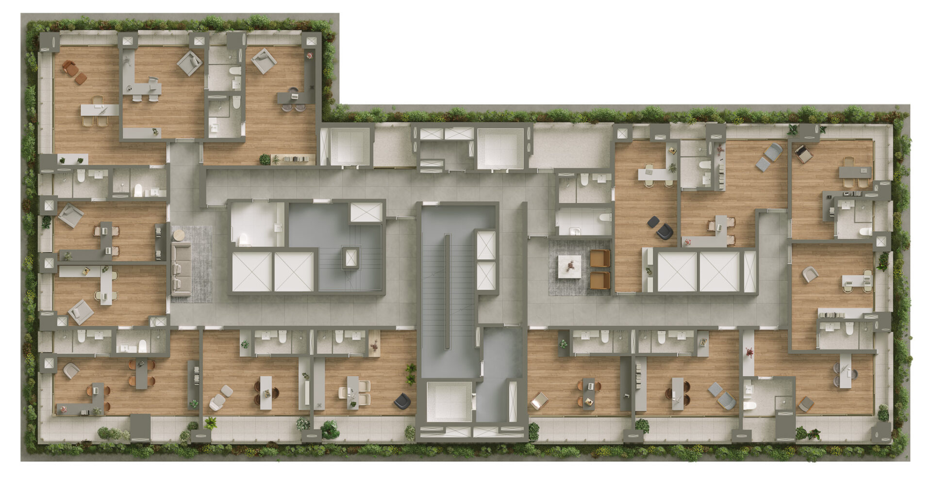 Implantação - Ateliês 28 a 54m² - 5° ao 7° Pavimento