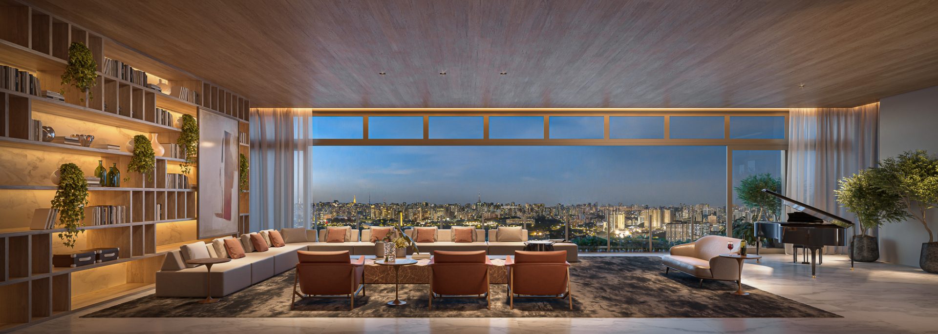 Triplex 1184m² - Living — Vista Parque Ibirapuera