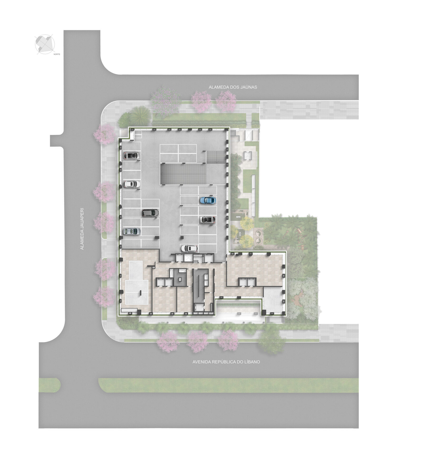 Implantação 2° Sobresolo - Vagas Residenciais (com ponto de recarga para carro elétrico, sendo 1 por unidade) R00-2