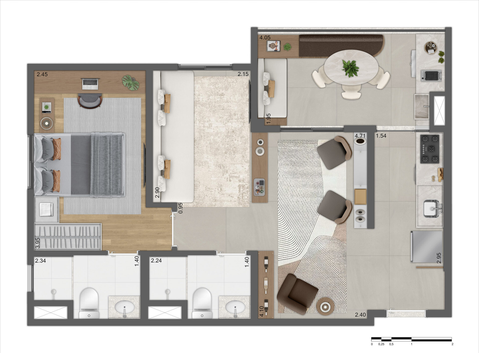 Planta Tipo A - 55m² Ampliada - R03