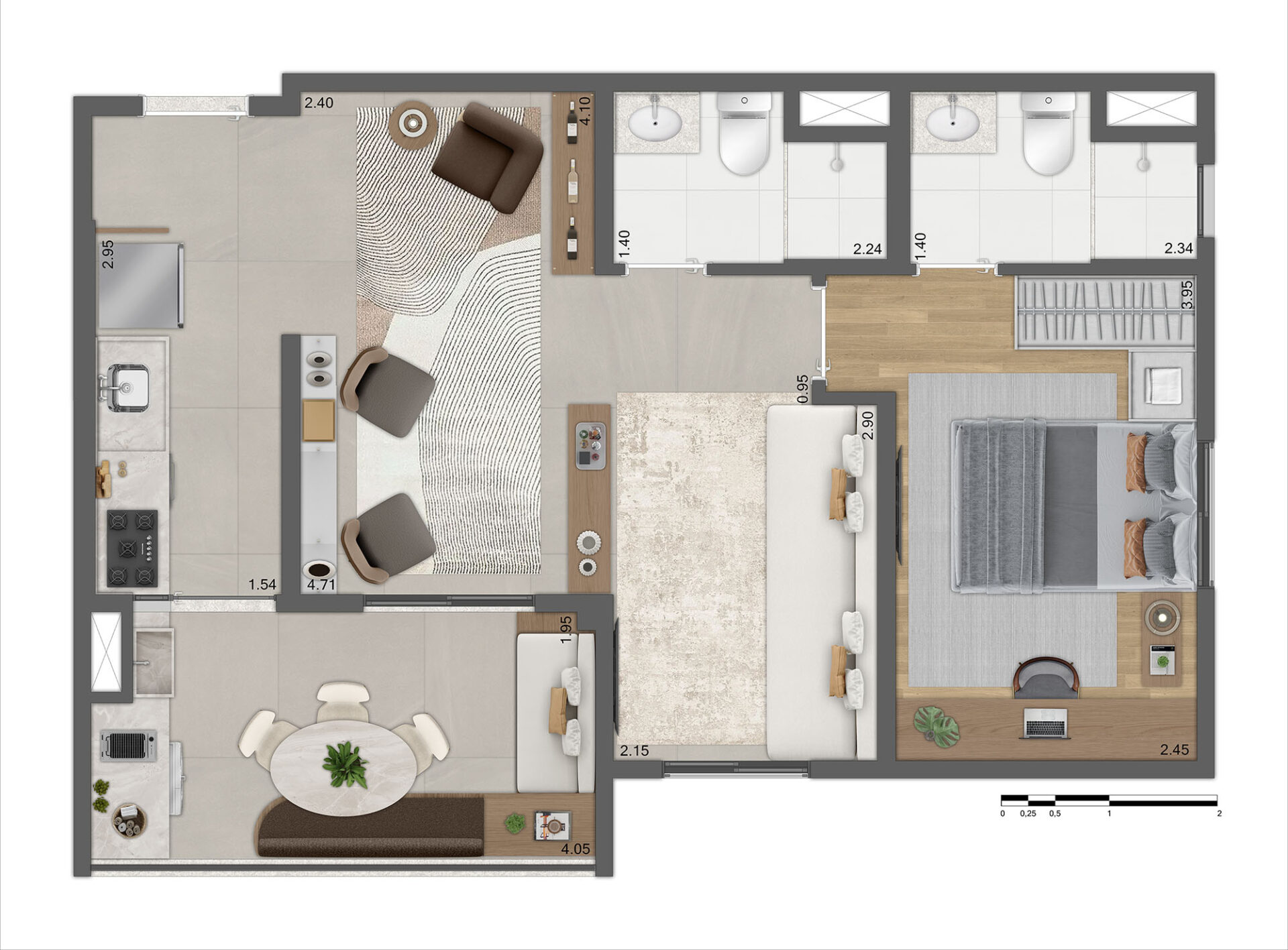 Planta Tipo A - 55m² Ampliada - R04