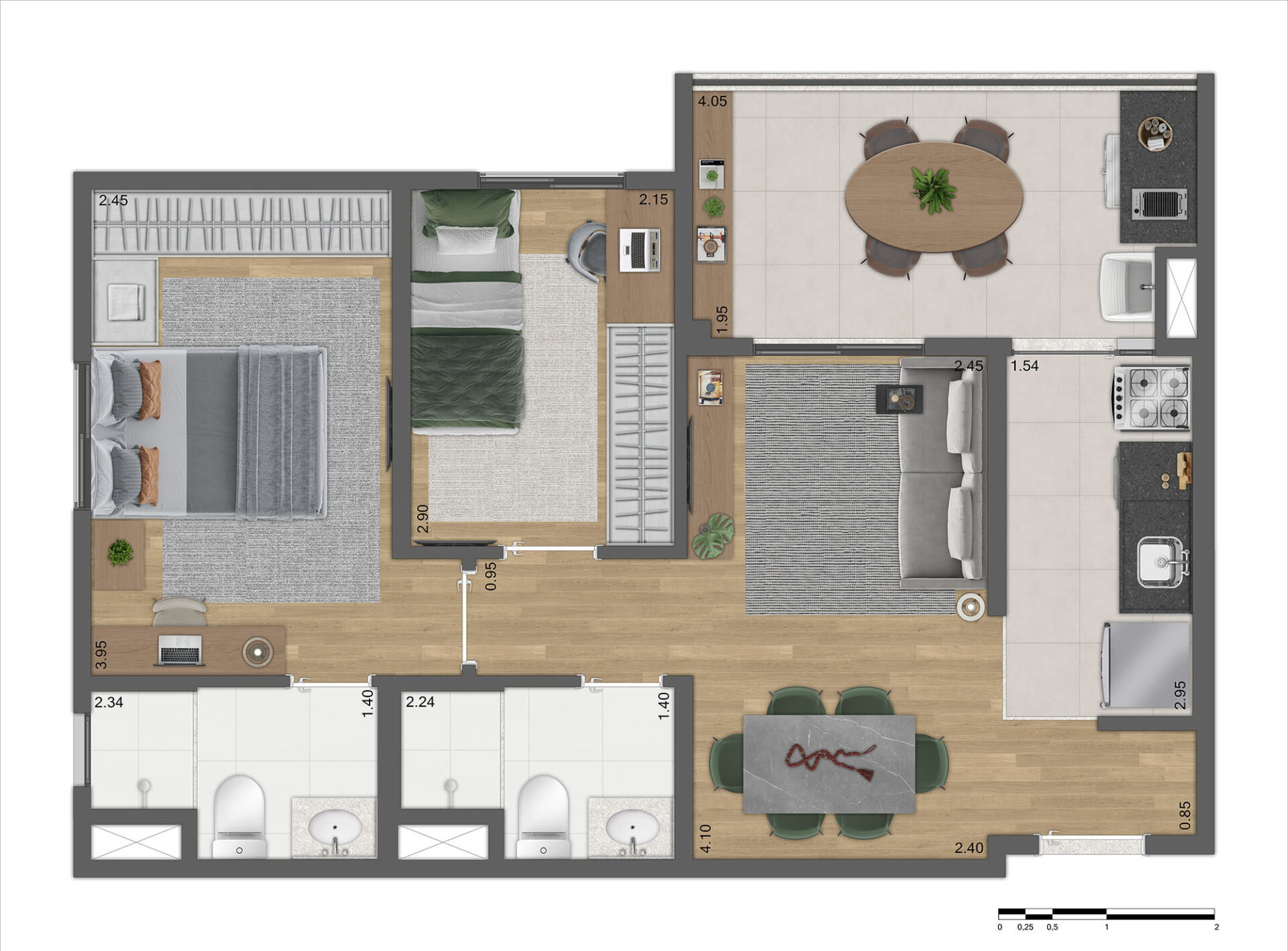 Planta Tipo A - 55m² - R03