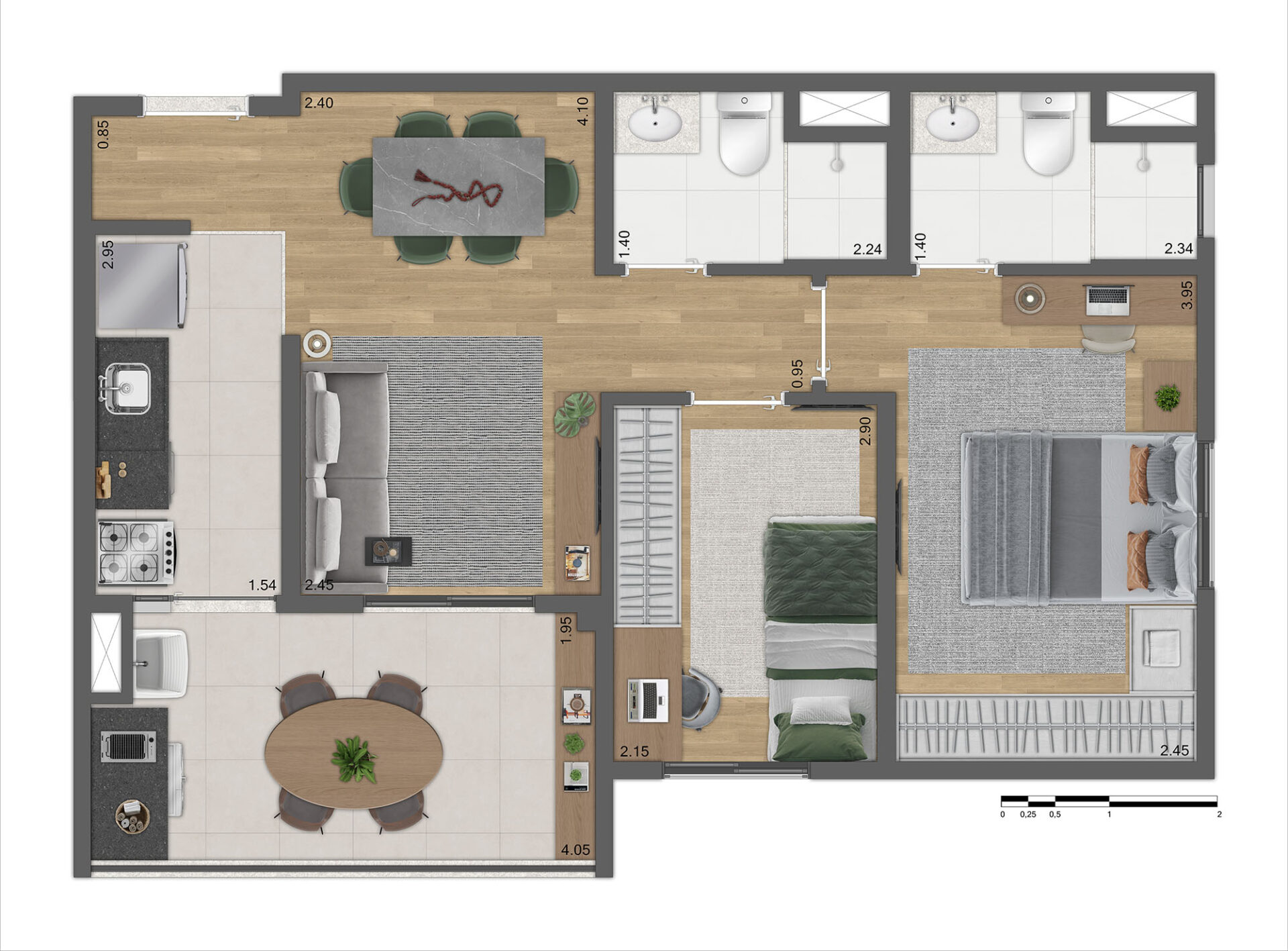 Planta Tipo A - 55m² - R04