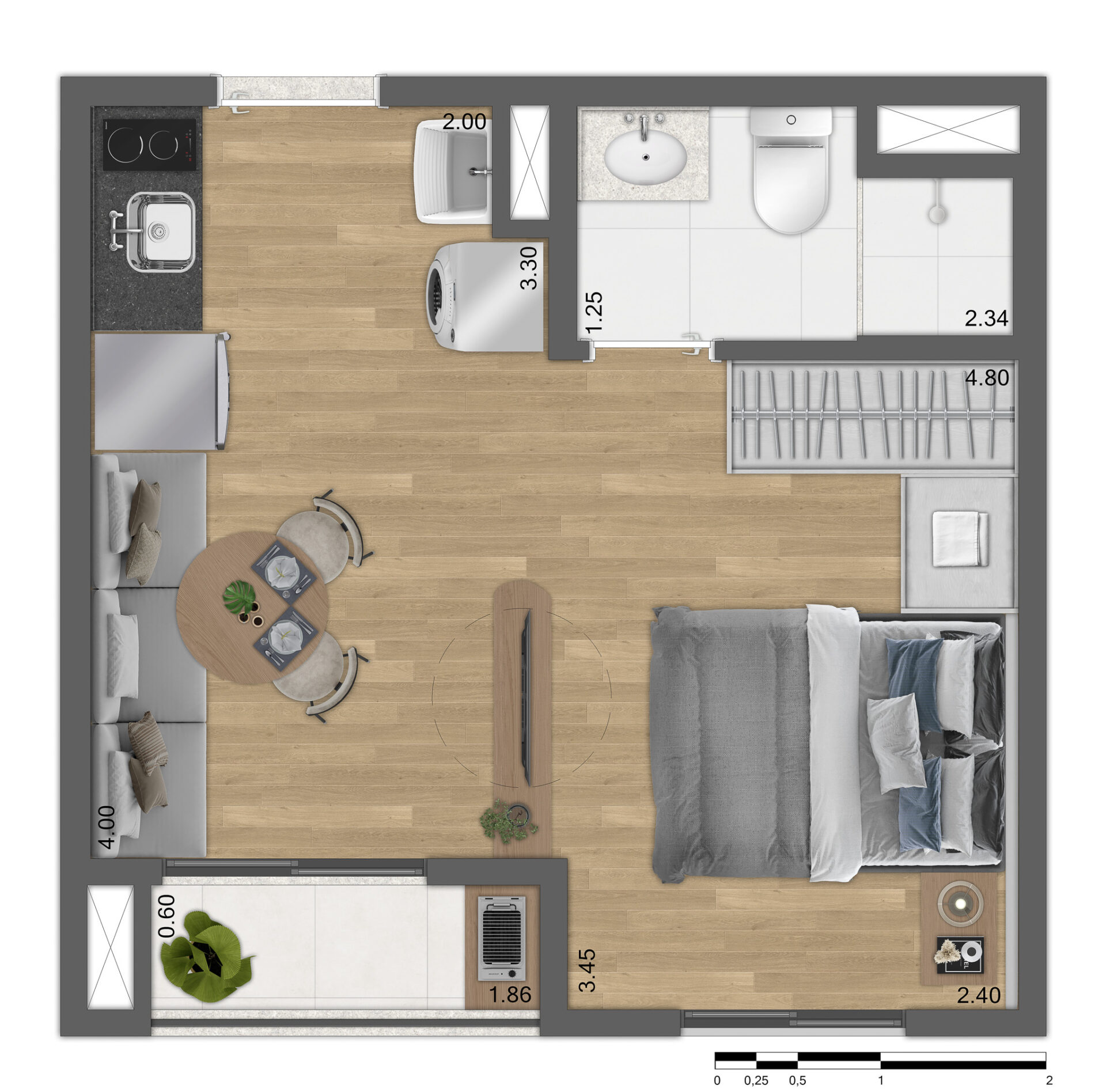 Planta Tipo B - 24m² Ampliada - R02
