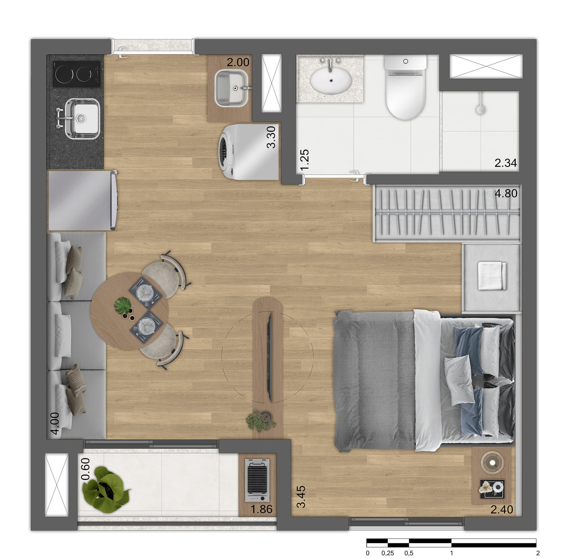 Planta Tipo B - 24m² Ampliada - R03