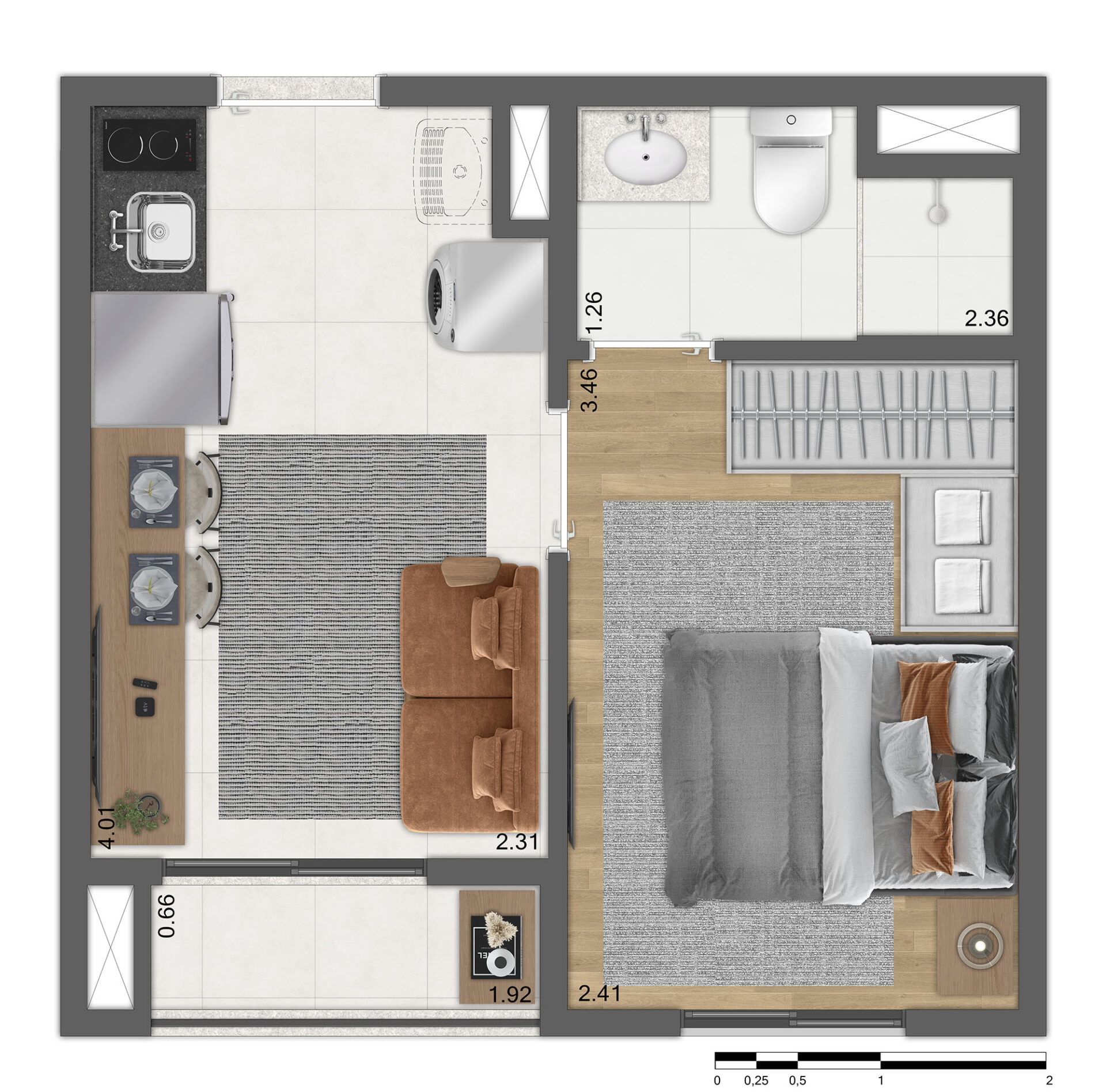 Planta Tipo B - 24m² - R01