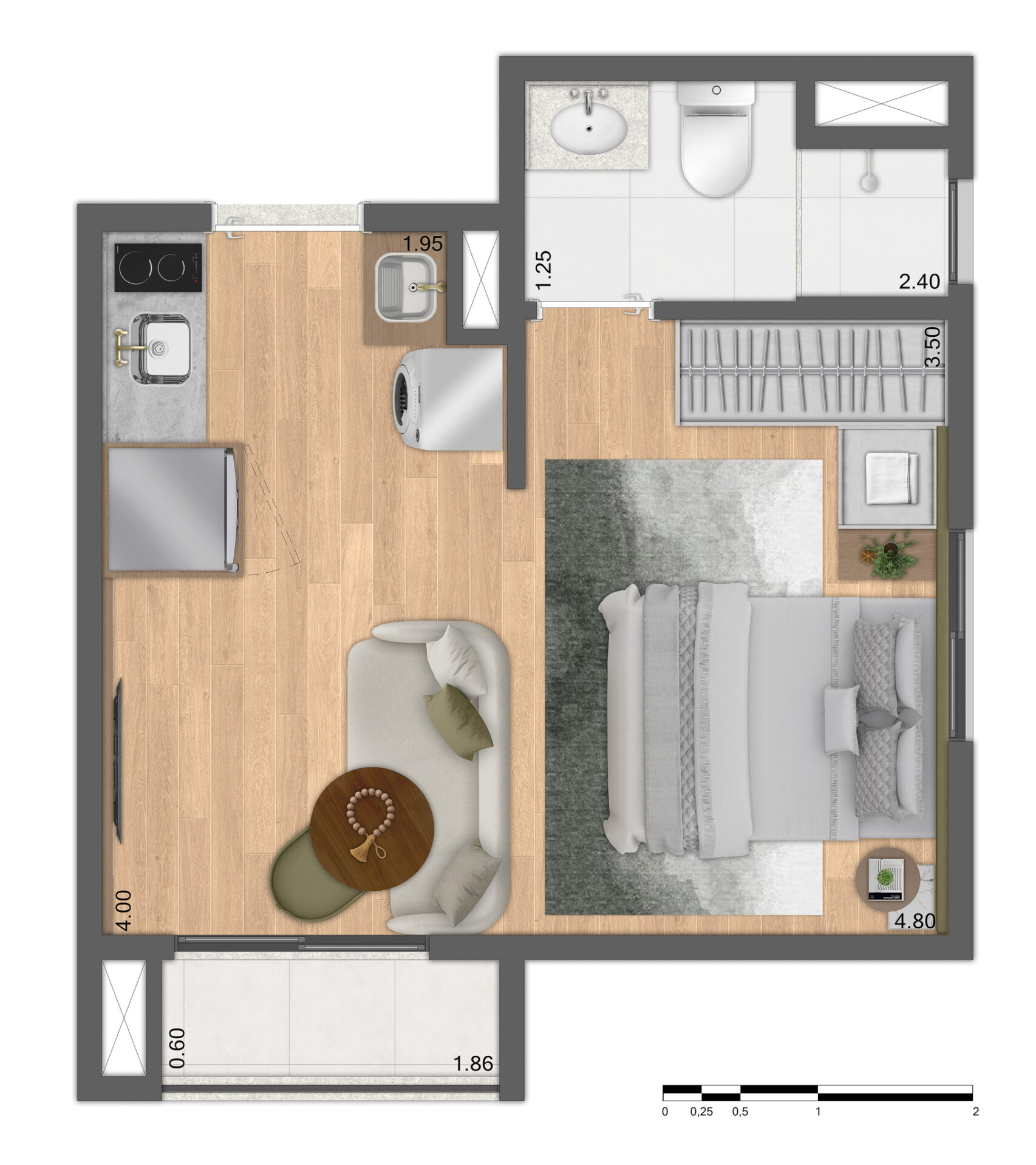 Planta Tipo C - 25m² Ampliada - R03