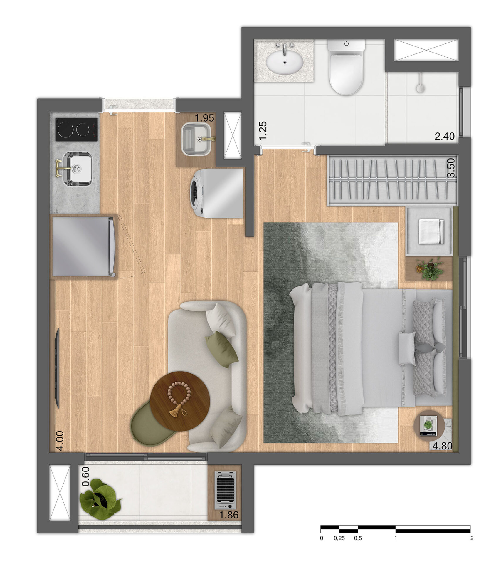 Planta Tipo C - 25m² Ampliada - R04