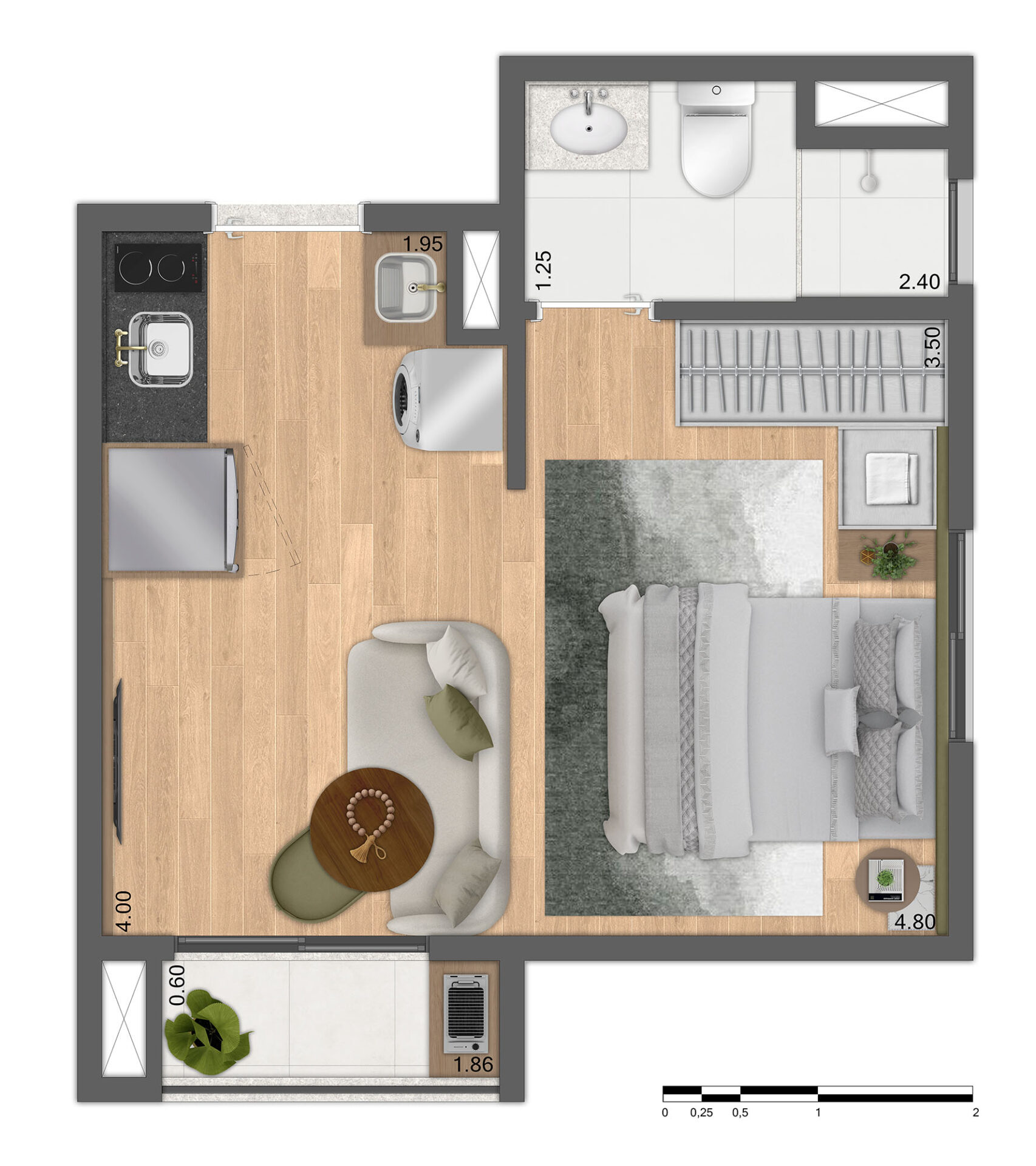 Planta Tipo C - 25m² Ampliada - R05