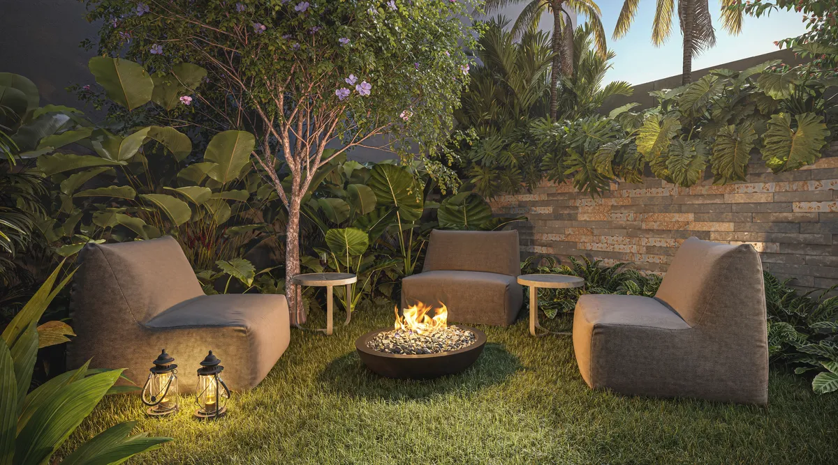 Lounge com lareira — Alves Pinheiros
